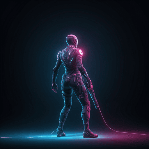 Neon Surge gameplay visuals with intense blue and pink lighting